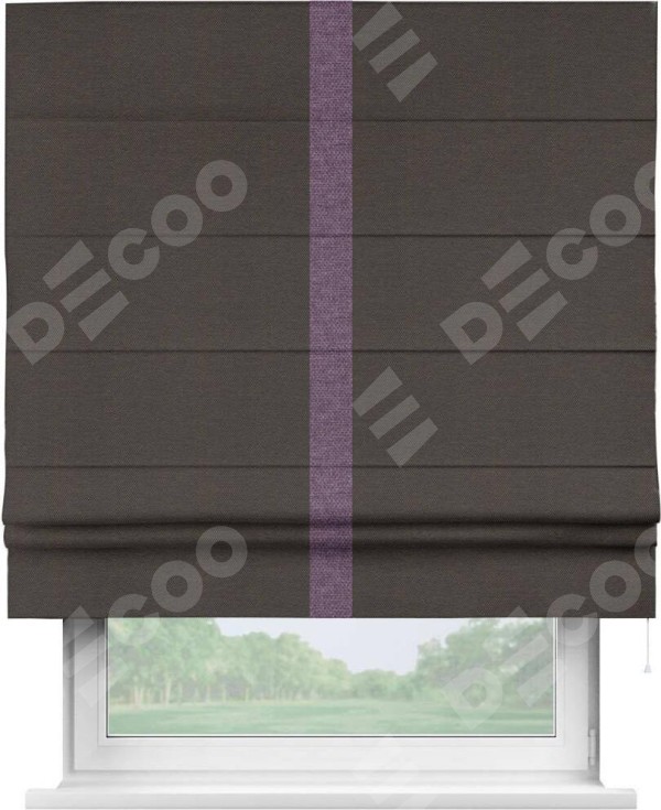 Римская штора «Кортин» с кантом Хайвэй, для проема, ткань лён димаут, венге