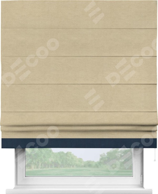Римская штора «Кортин» с кантом Джестер, для проема, ткань вельвет бежевый