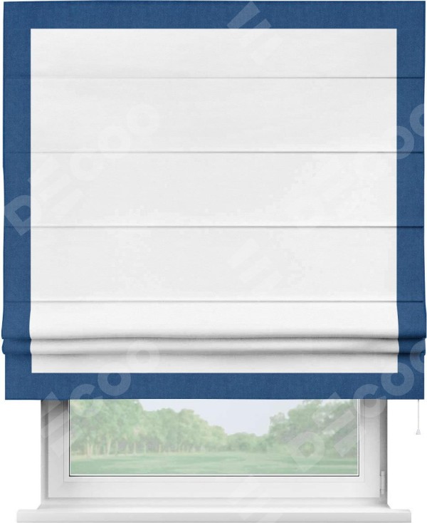 Римская штора «Кортин» с кантом Чесс, для проема, ткань вельвет дымчато-белый