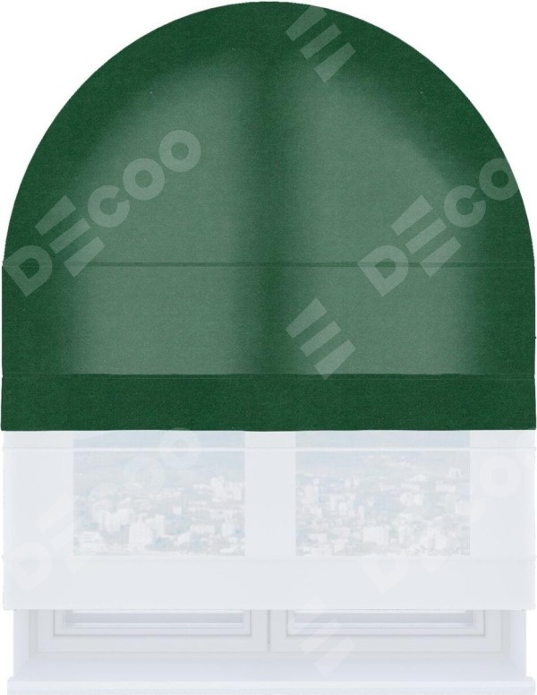 Римская штора «Кортин» день-ночь для арочного проёма, ткань вельвет зелёный