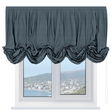 Австрийская штора «Кортин», вельвет серый