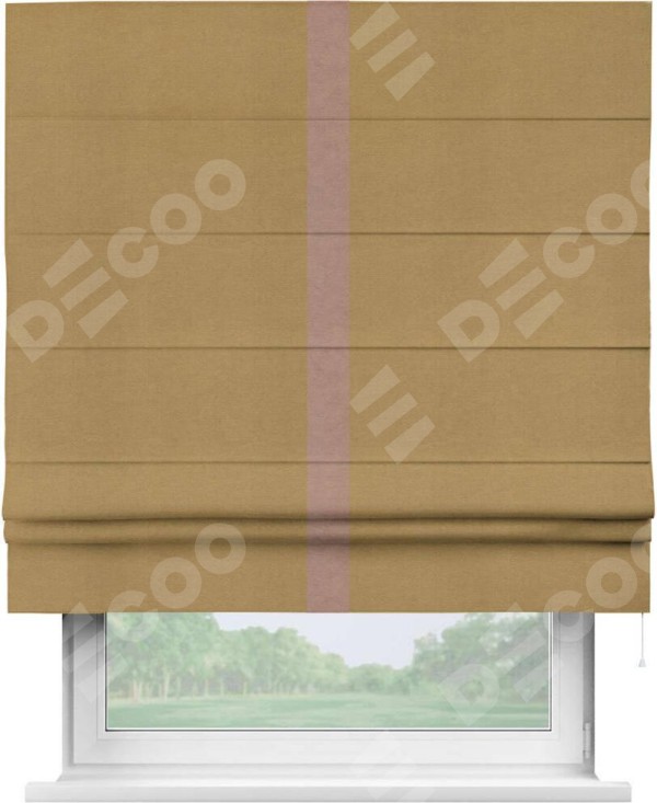 Римская штора «Кортин» с кантом Хайвэй, для проема, ткань вельвет горчица