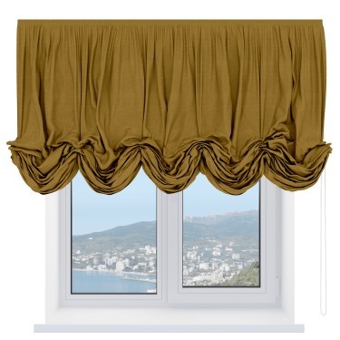 Австрийская штора «Кортин», ткань вельвет светло-коричневый